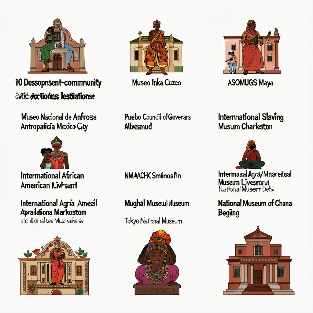 18x24 inch handout listing 10 descendant-community institutions for civic-action letter destinations: Museo Nacional de 