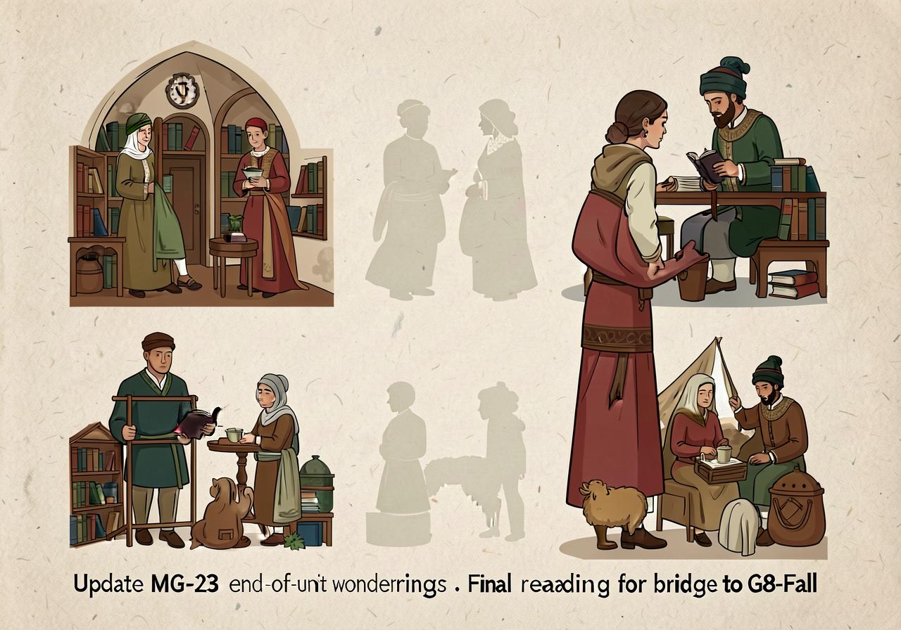 Update MG-23 with end-of-unit wonderings; final reading and photographing for bridge to G8-Fall.