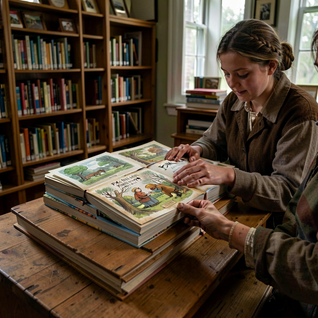 Photograph of bound class storybook copies being prepared for delivery to 3 destinations: school library + local public 