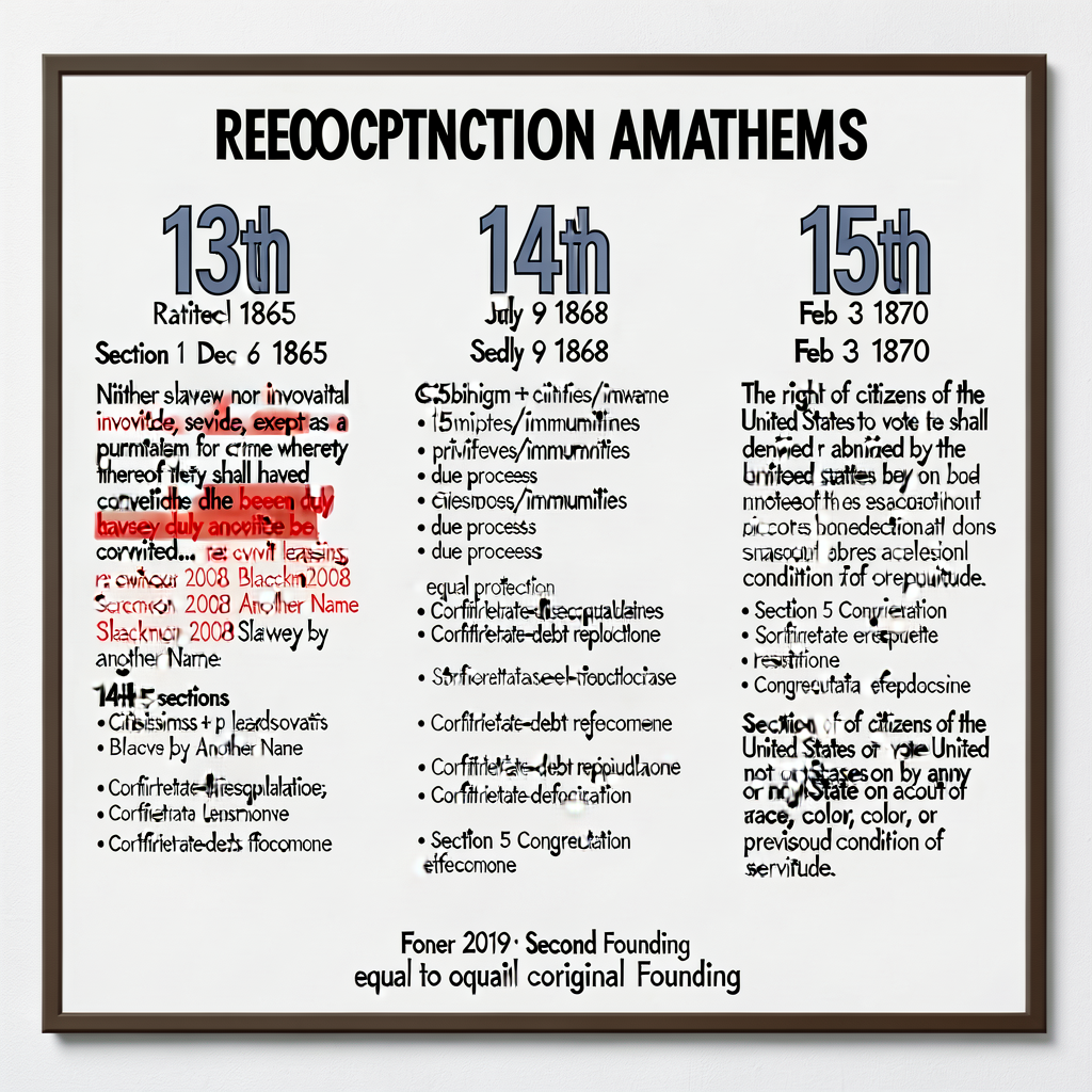 Three Reconstruction Amendments Annotated — 24x36 inch wall display with full text of 13th (ratified Dec 6 1865) + 14th 