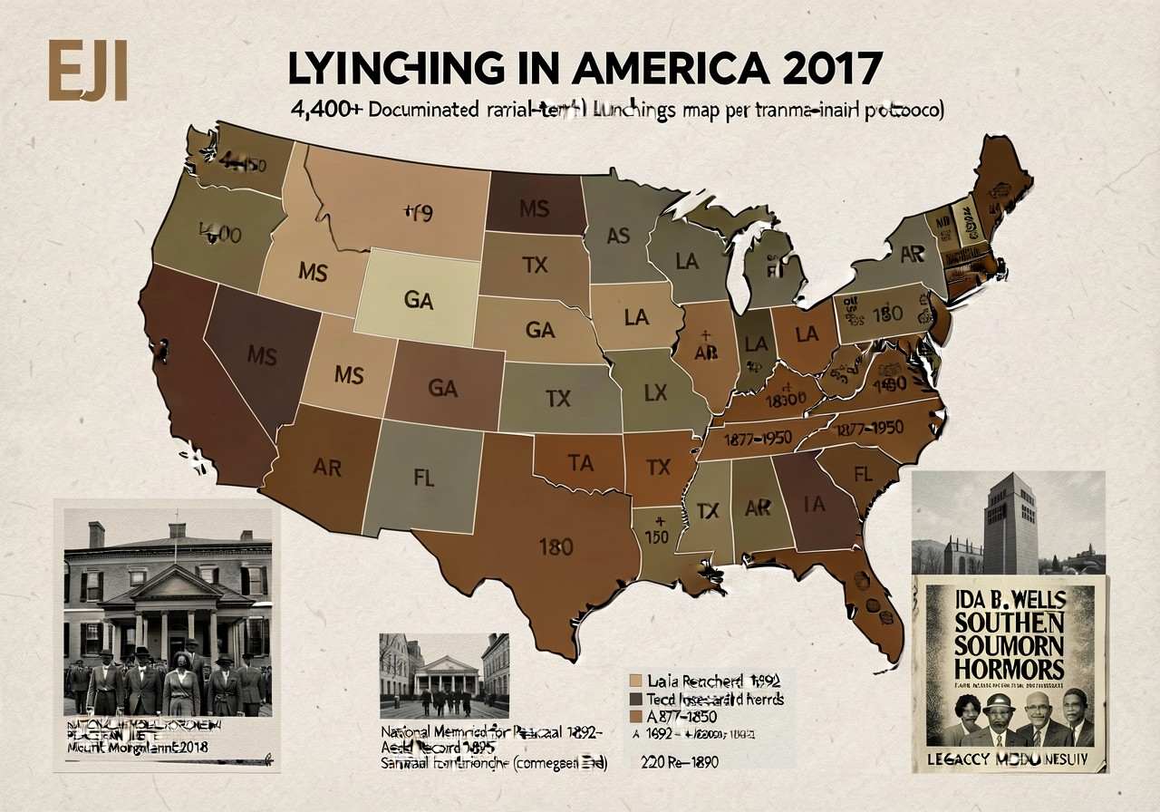 EJI Lynching in America 2017 Data Visualization (teacher version only — student version is sanitized aggregate map per t