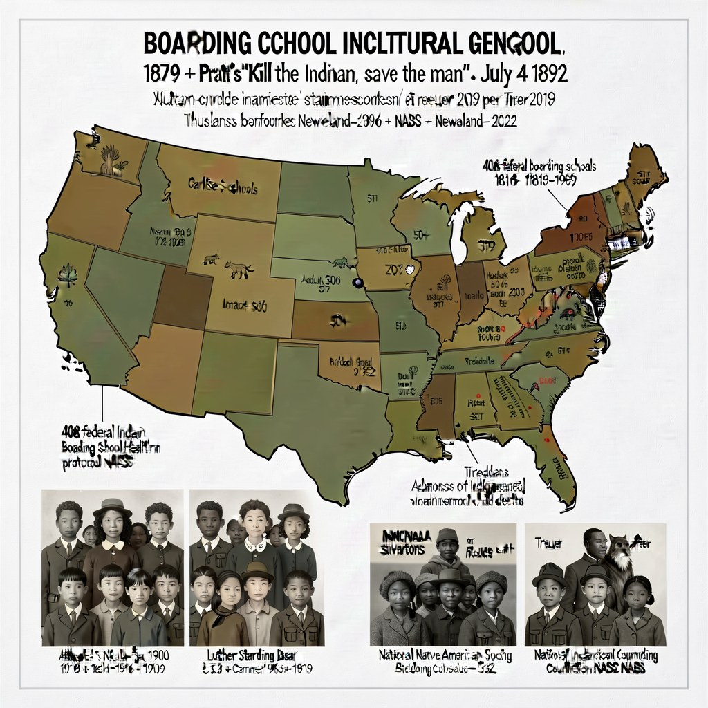 Boarding School / Cultural Genocide Diagram — 18x24 inch wall display (with trauma-informed protocol active) showing Car