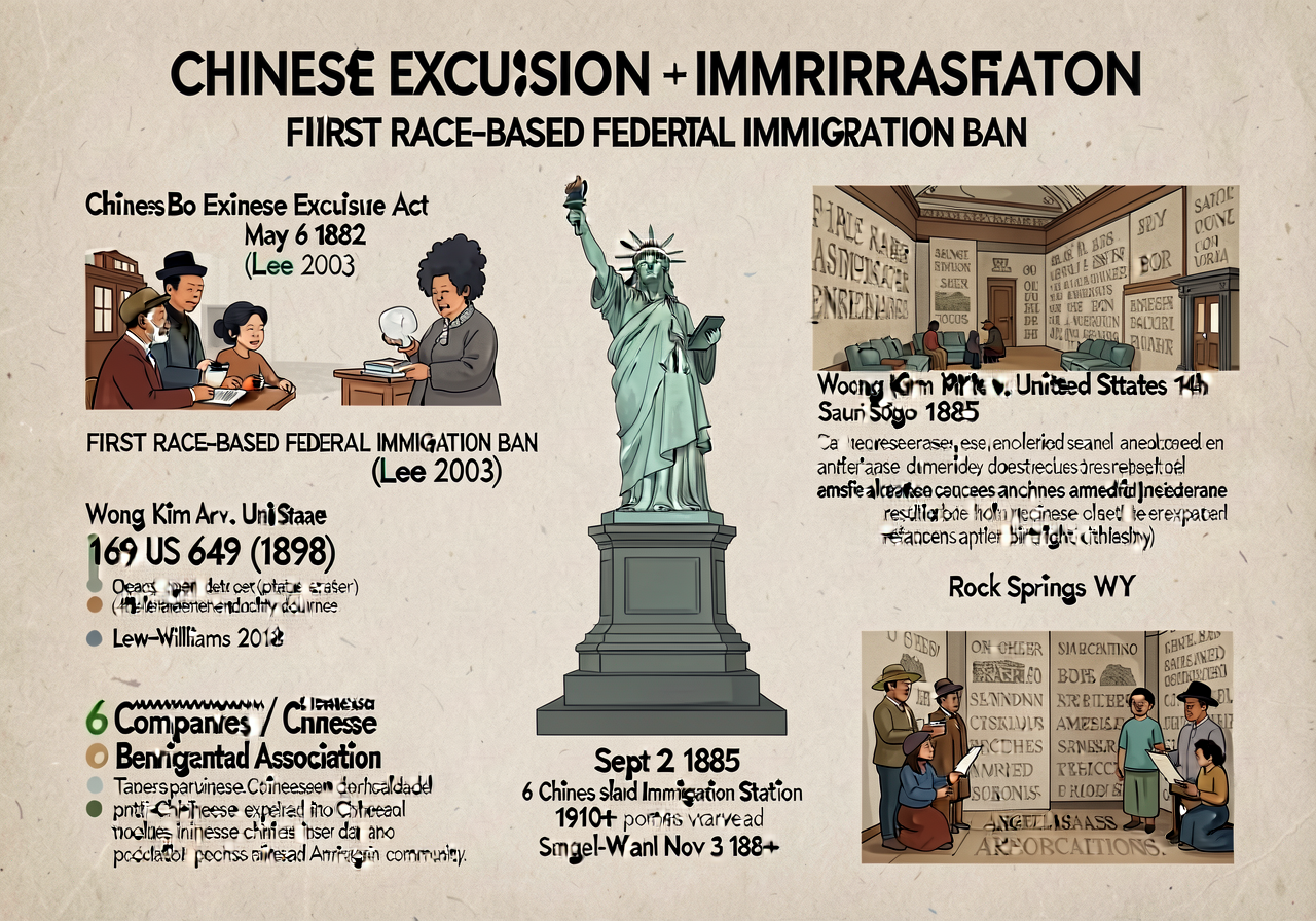 Chinese Exclusion + Immigration Resistance Chart — 18x24 inch wall display documenting Chinese Exclusion Act May 6 1882 