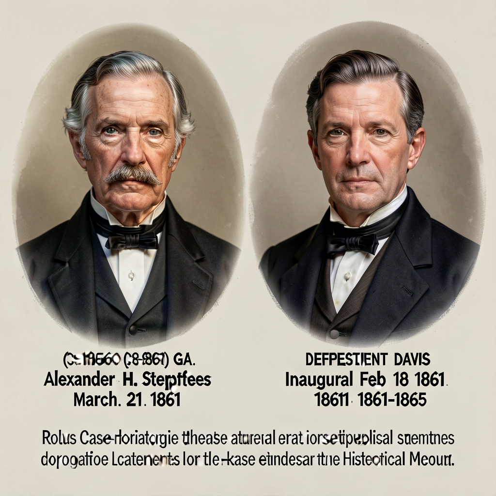 Dual portrait Alexander H. Stephens (GA) c.1860-1861 CSA VP + Jefferson Davis CSA President 1861-1865 + caption naming S