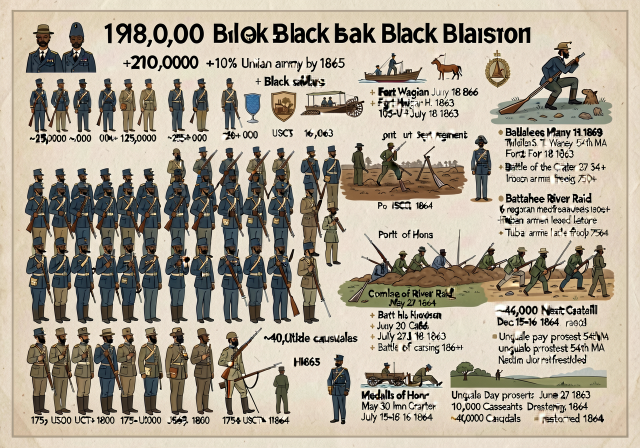 18x24 wall chart ~180,000 Black soldiers ~10% Union army by 1865 + ~25,000 Black sailors + ~209,000 total Black servicem