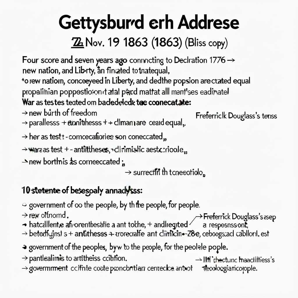 18x24 wall display + student handouts of Lincoln's 272-word Gettysburg Address Nov 19 1863 (Bliss copy) with 10-sentence