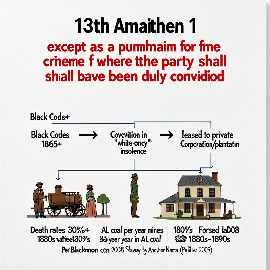 18x24 wall display with 13th Amendment Section 1 full text highlighted with 'except as a punishment for crime whereof th