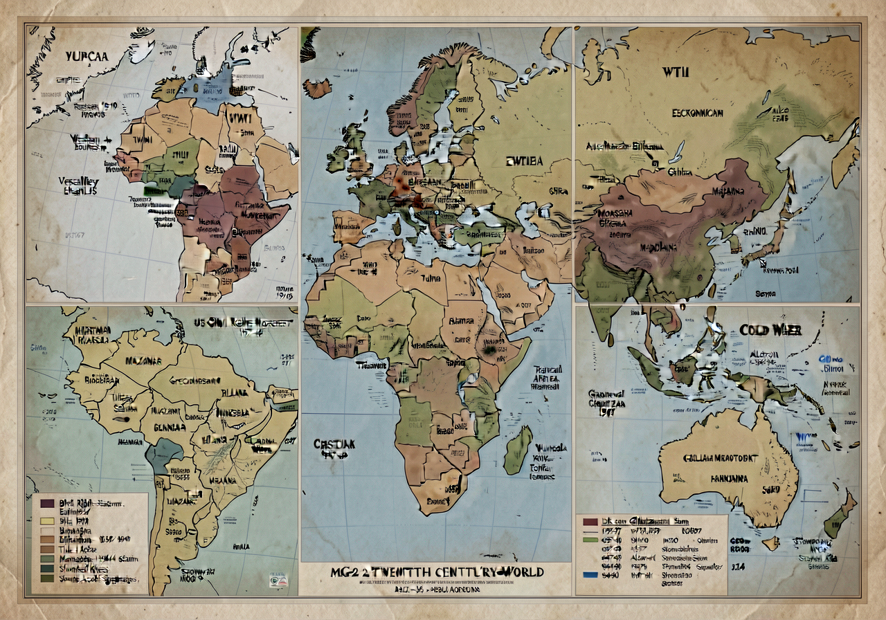 MG-2 TWENTIETH-CENTURY-WORLD Atlas — 48x60 inch wall display, 6 layered overlay maps: (1) European empires 1914 with col