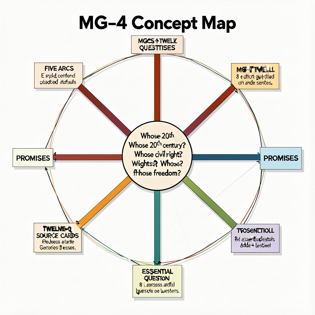 MG-4 Concept Map — 36x48 inch poster centered on compelling question 'Whose 20th century? Whose civil rights? Whose free