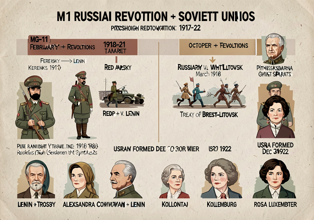MG-11 RUSSIAN REVOLUTION + SOVIET UNION 1917-22 chart — 18x24; February + October Revolutions 1917 (Kerensky → Lenin); B