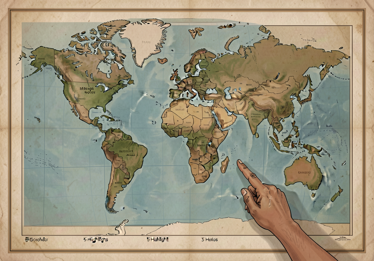 48x60 inch wall display; 6 layered overlay maps named in MG-2 global note; walk-through tour by teacher hand-pointing 5 