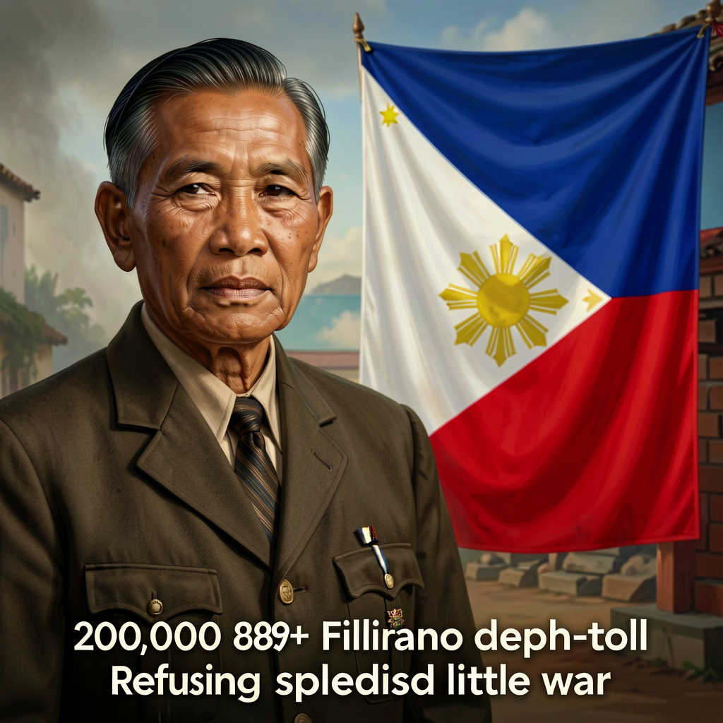 Portrait Emilio Aguinaldo (1869-1964) + image of June 12 1898 Declaration of Philippine Independence + Philippine flag f