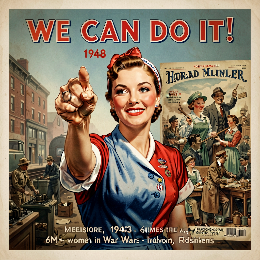 Howard Miller 'We Can Do It!' 1943 Westinghouse poster commonly called Rosie the Riveter; caption naming Miller + 1943 +