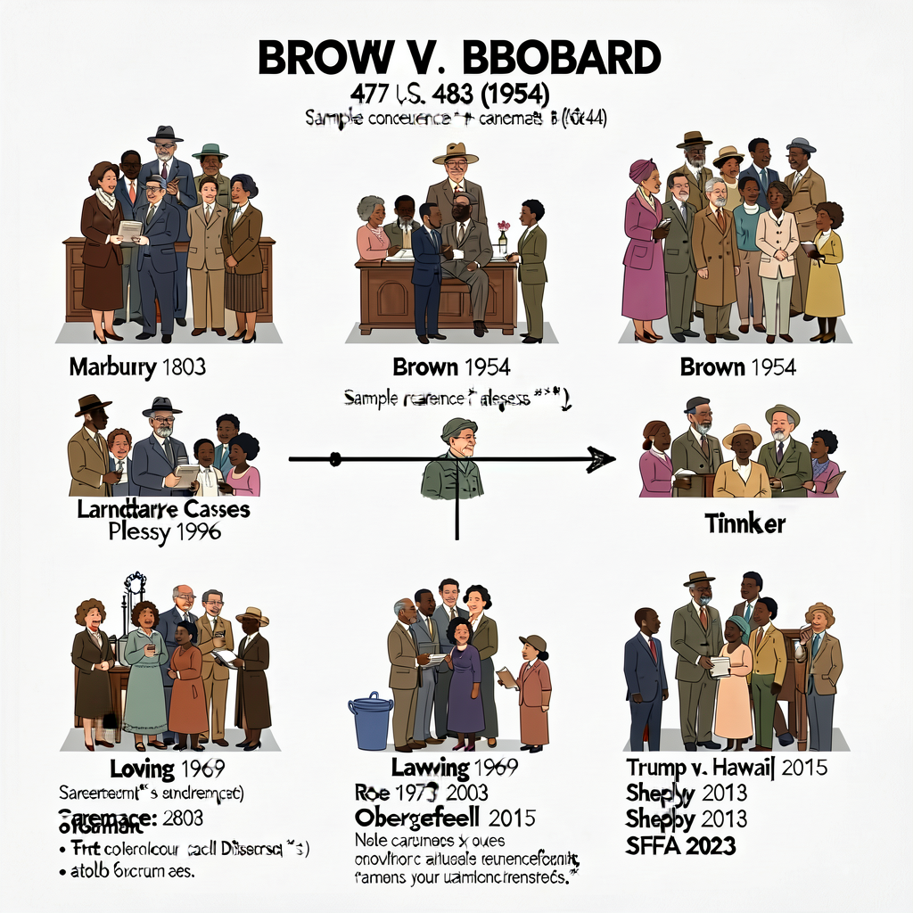 36x48 wall poster; 9 stages visualized; Brown v. Board 347 U.S. 483 (1954) traced through 9 stages; sample concurrence +