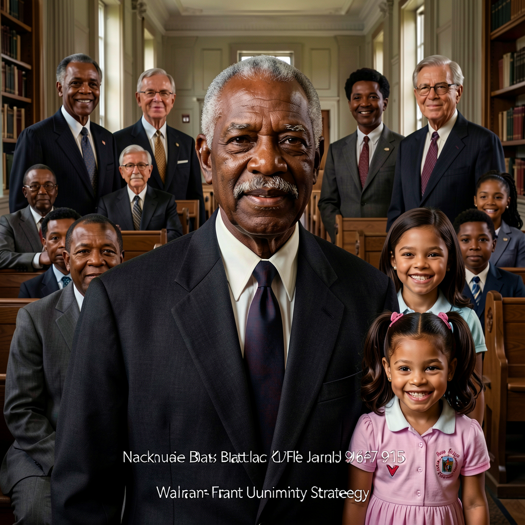 Composite: Thurgood Marshall NAACP LDF lead counsel Brown (later first Black SCOTUS Justice 1967-91) + Warren Court 1954