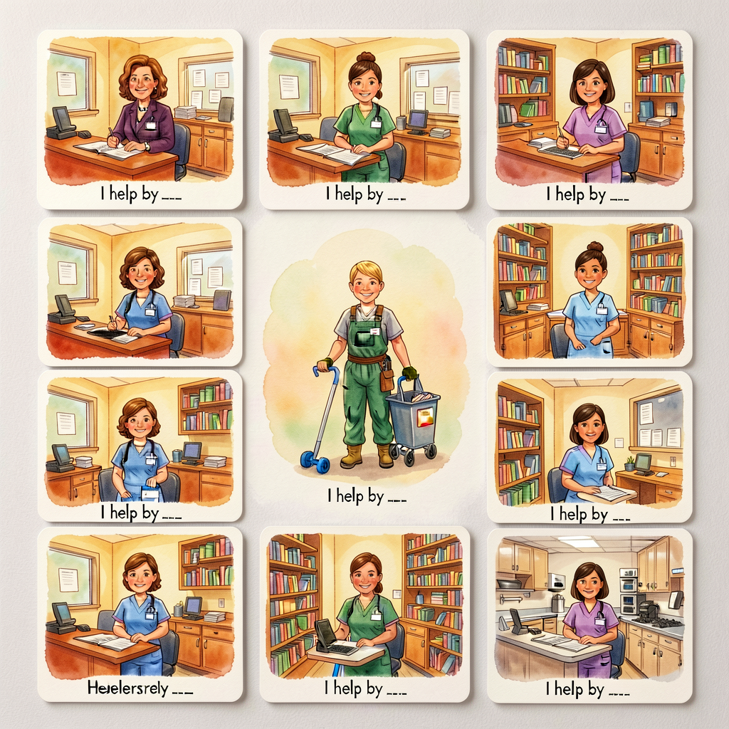 Set of 12-15 photo cards (8x10 inches each), taken in week 1 — every adult who works in the building photographed in the