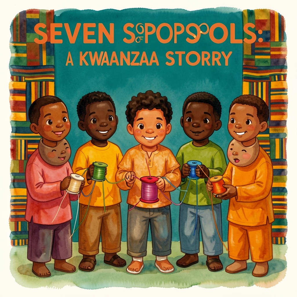 Reproduction of Andrea Davis Pinkney / Brian Pinkney cover — seven brothers of varying skin tones holding seven differen
