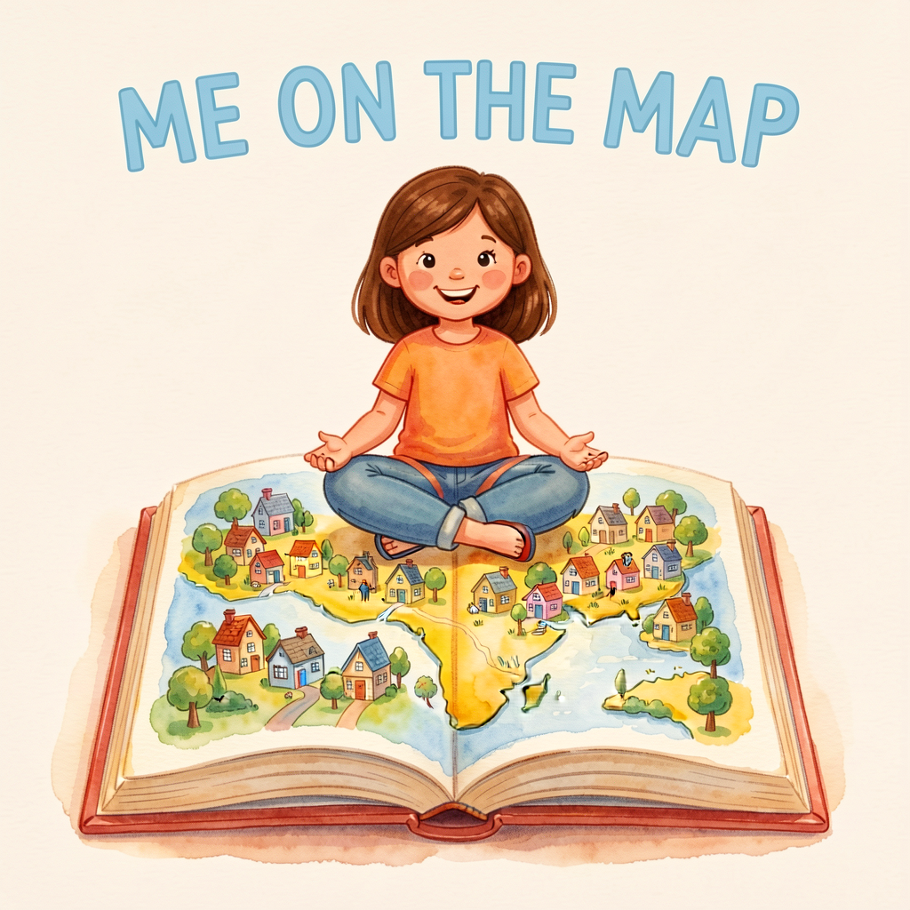 Reproduction of Joan Sweeney / Annette Cable cover — a smiling girl sitting cross-legged on top of an open book that sho