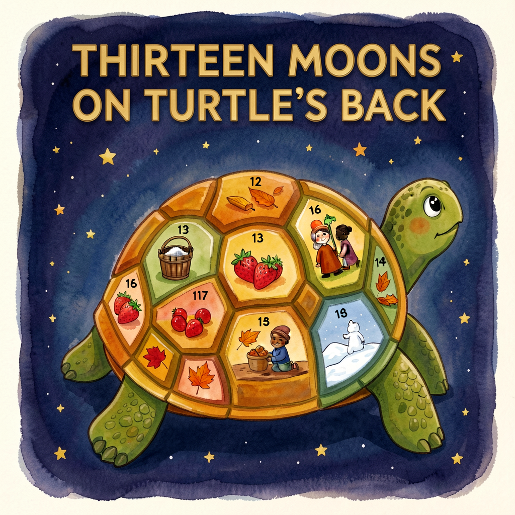 Reproduction of Joseph Bruchac / Susan Roth cover — a large turtle on a starry background with 13 numbered sections on i
