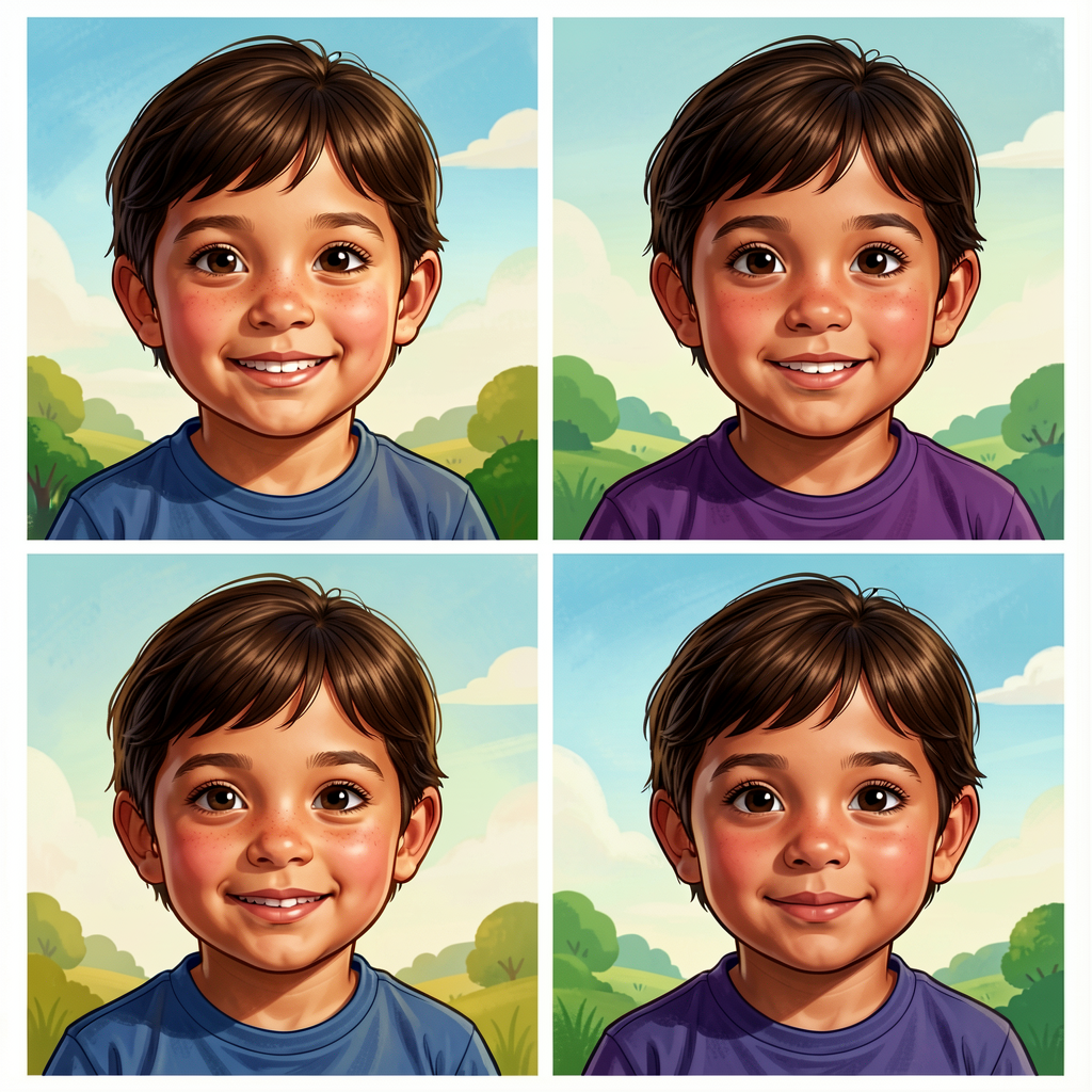 Reference photo grid of the four scenario faces from M-3-F-VOC-04-B for quick re-reference.