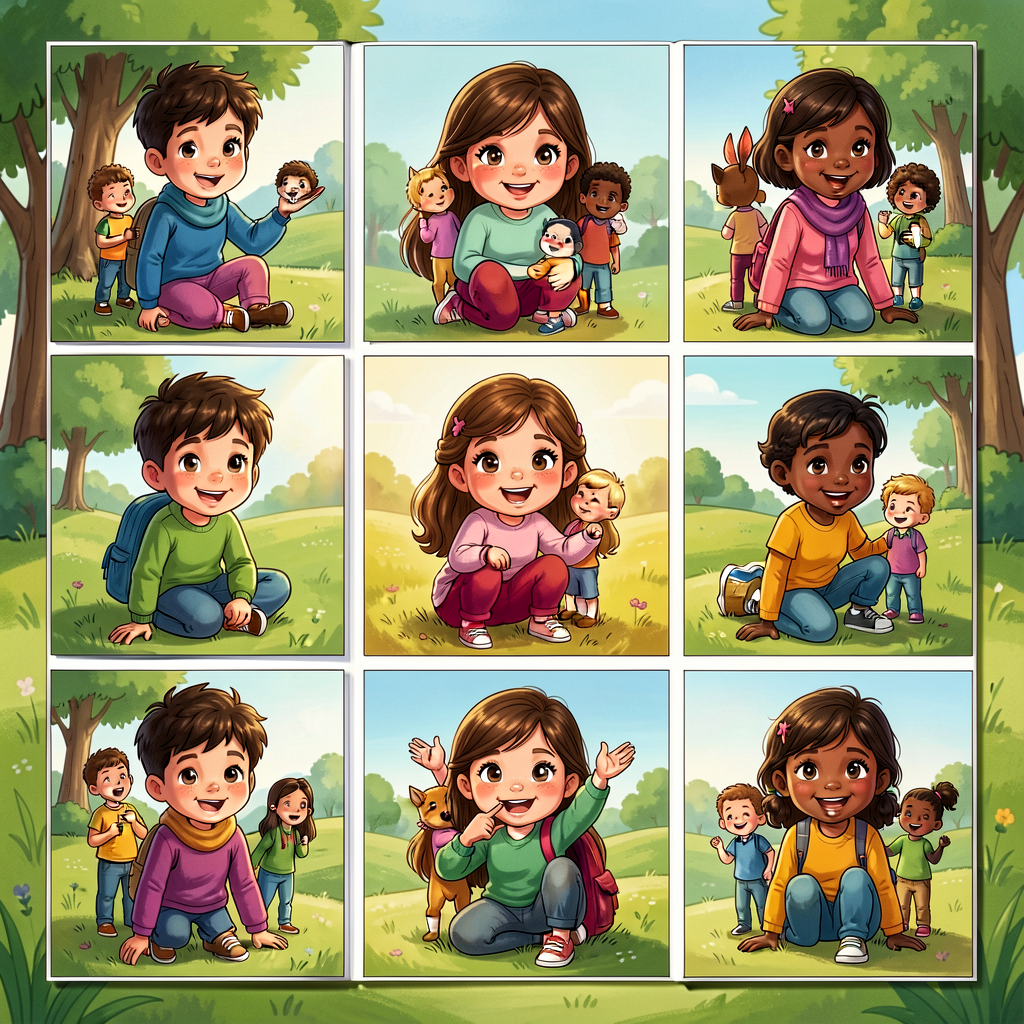 Reference photo grid of the 6 feeling-words from M-3-F-VOC-14-A for matching.