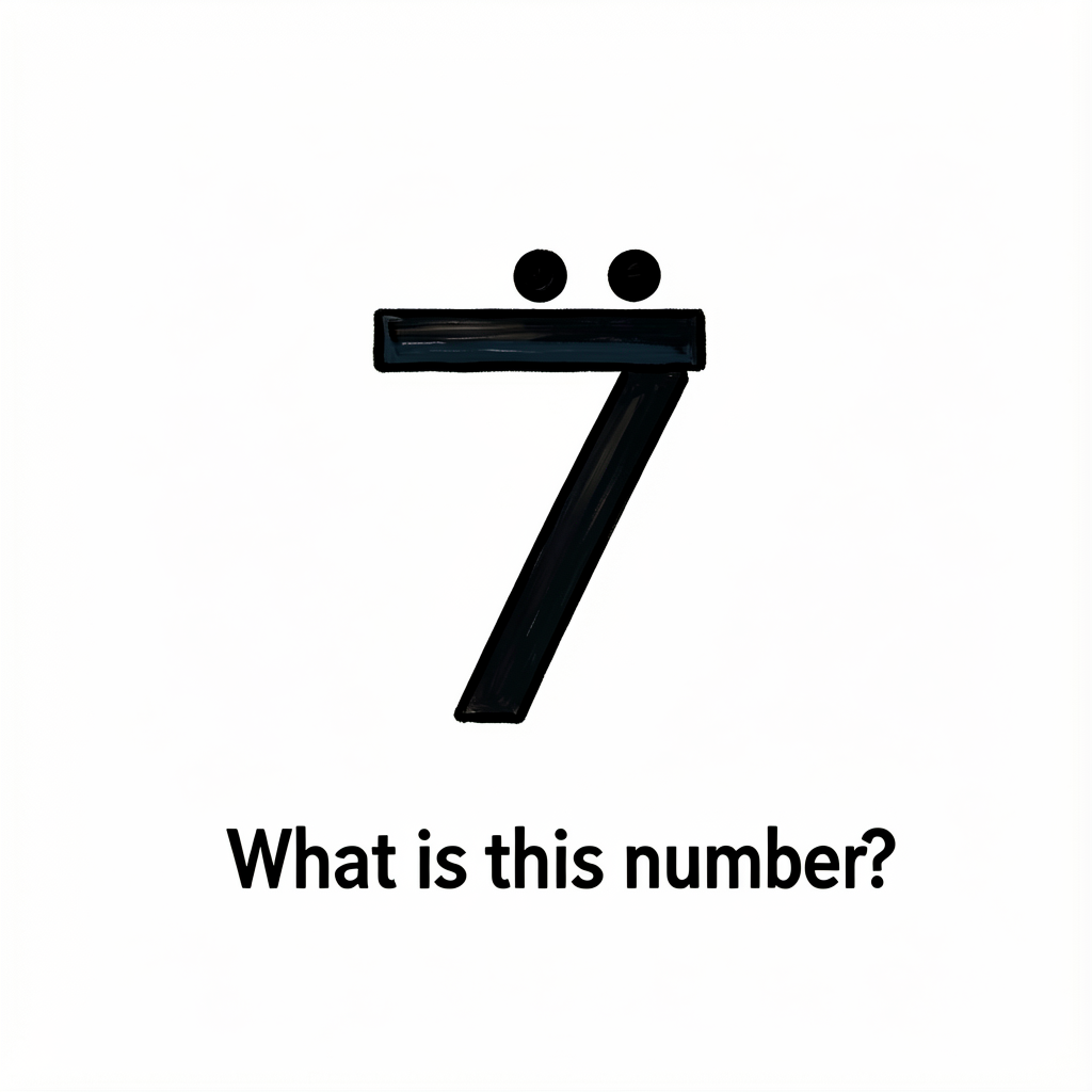 Maya numeral 7 drawn: one horizontal black bar with two black dots above it, on a white background. Question prompt 'Wha