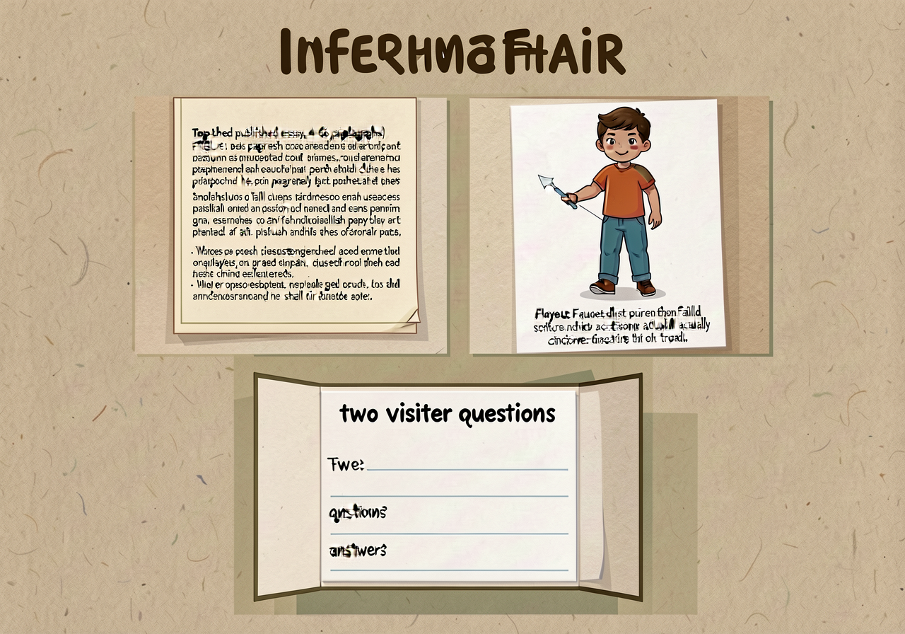 Information Fair planning poster: a 3-section card showing the LAYOUT each child uses for the Fair — TOP LEFT: published
