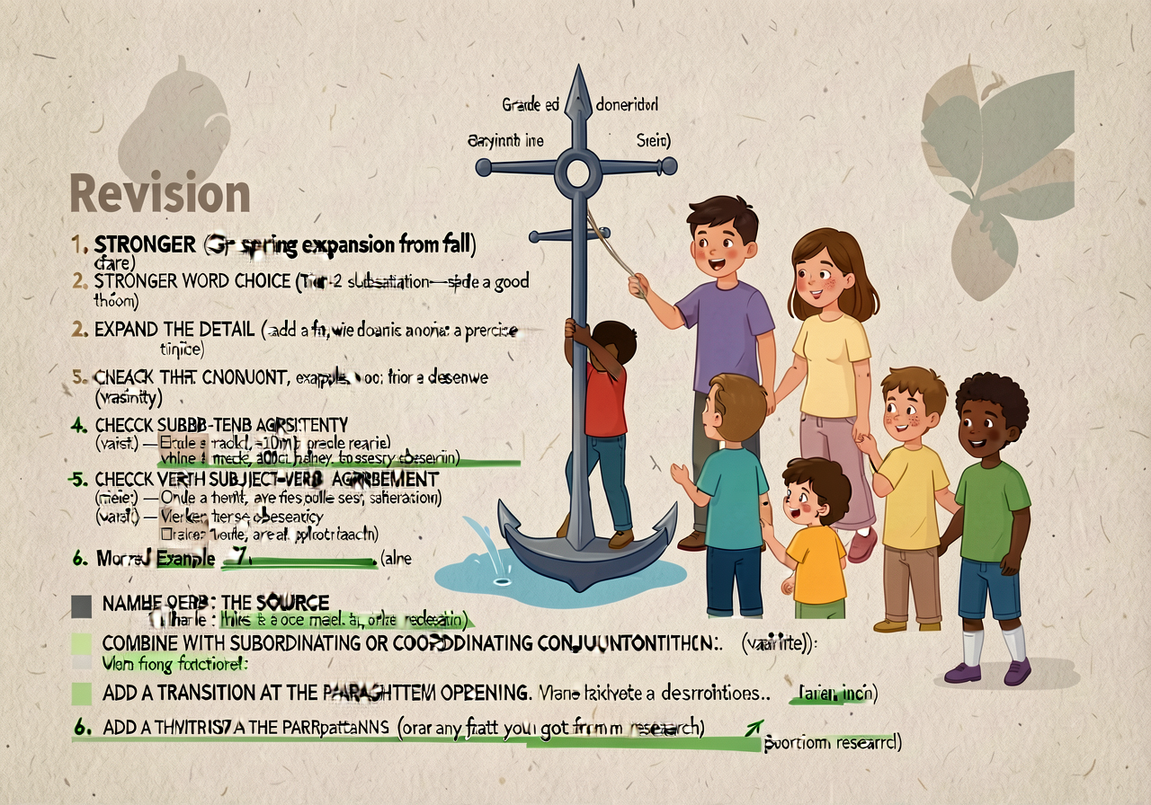 Revision-moves anchor (Grade-3 spring expansion from fall): 1. STRONGER WORD CHOICE (Tier-2 substitution — replace 'thin