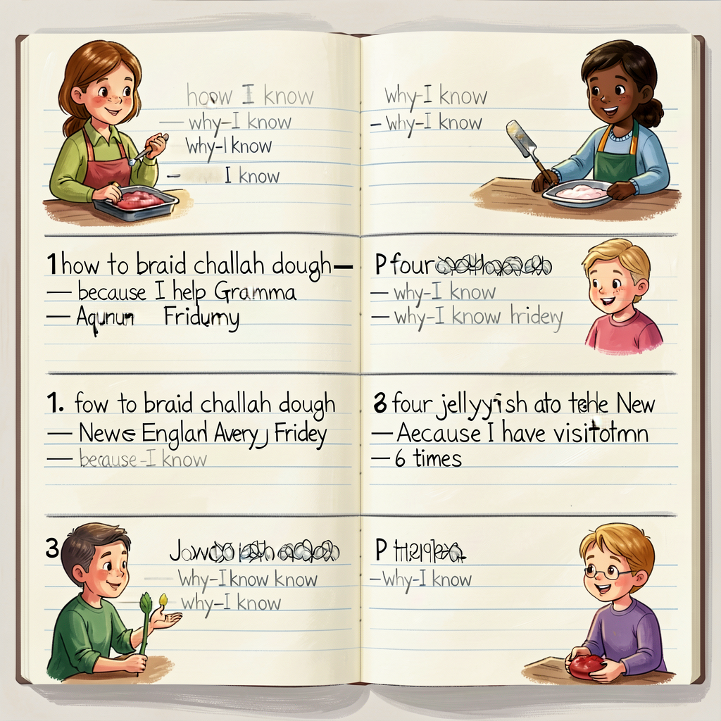 Reference image of a completed Grade-3 expert inventory: a 2-page notebook spread with 6 entries handwritten in pencil, 