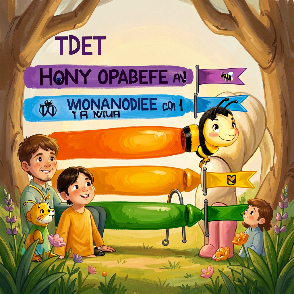 Reference image of the honeybee TDET paragraph with the four sentences highlighted in purple, blue, orange, and green re