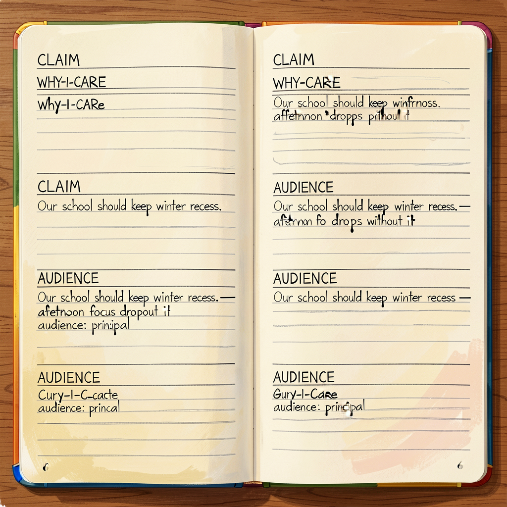 Reference image of a completed Grade-4 territory inventory: a 2-page notebook spread with 6 entries handwritten in penci