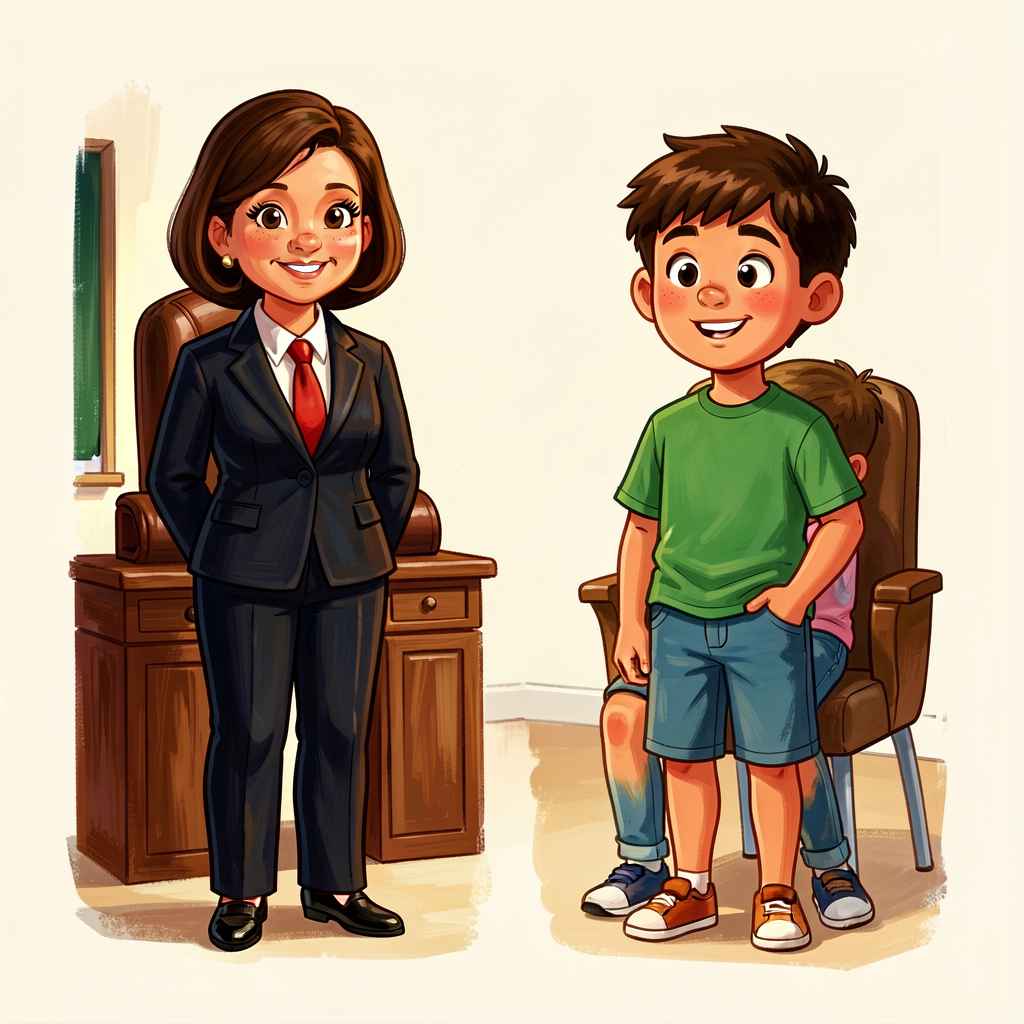 Reference image showing same intro with two tone versions — formal-principal vs. casual-classmate — with tone-change wor