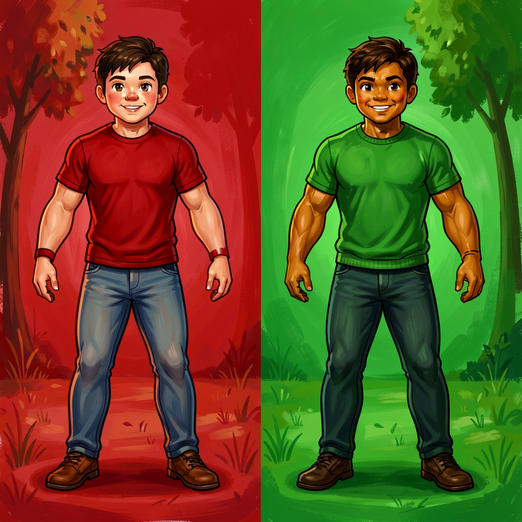 Reference image of weak vs. strong elaboration side by side. Weak in red, strong in green. Print-ready 8.5x11.
