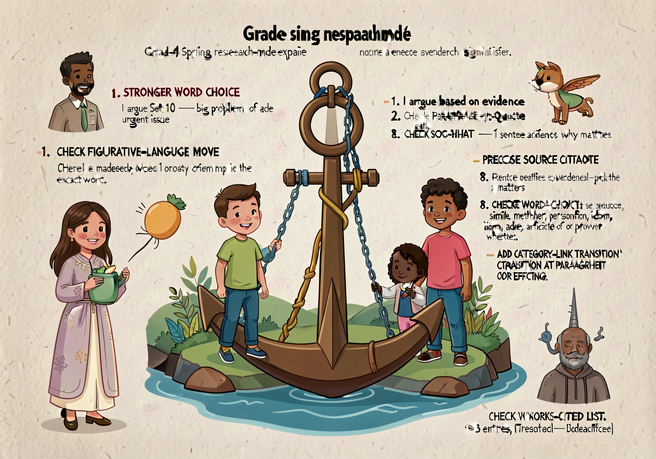 Revision-moves anchor (Grade-4 spring research-mode expansion): 1. STRONGER WORD CHOICE (Tier-2 Set 10 substitution — 'I