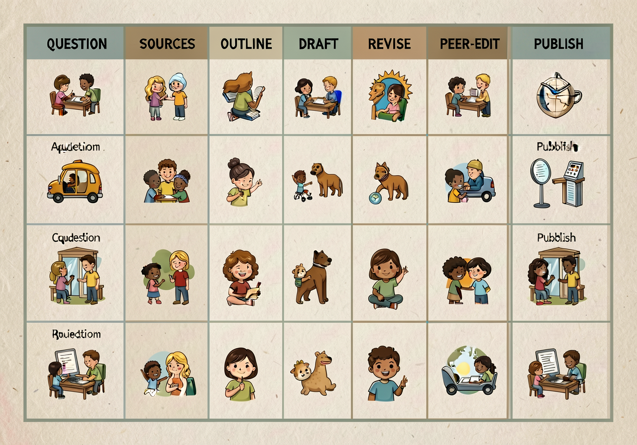 Photo-quality reproduction of MG-10 wall chart at 18x24: 8-column grid QUESTION | SOURCES | NOTES | OUTLINE | DRAFT | RE
