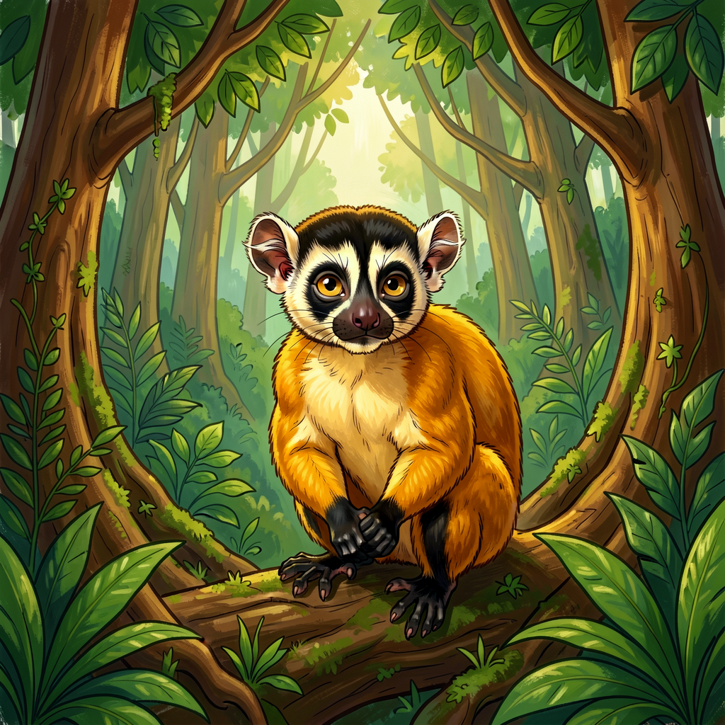 Reference image of a Grade-4 child's filled MG-22 template for a golden lion tamarin research topic: 12 words (habitat, 