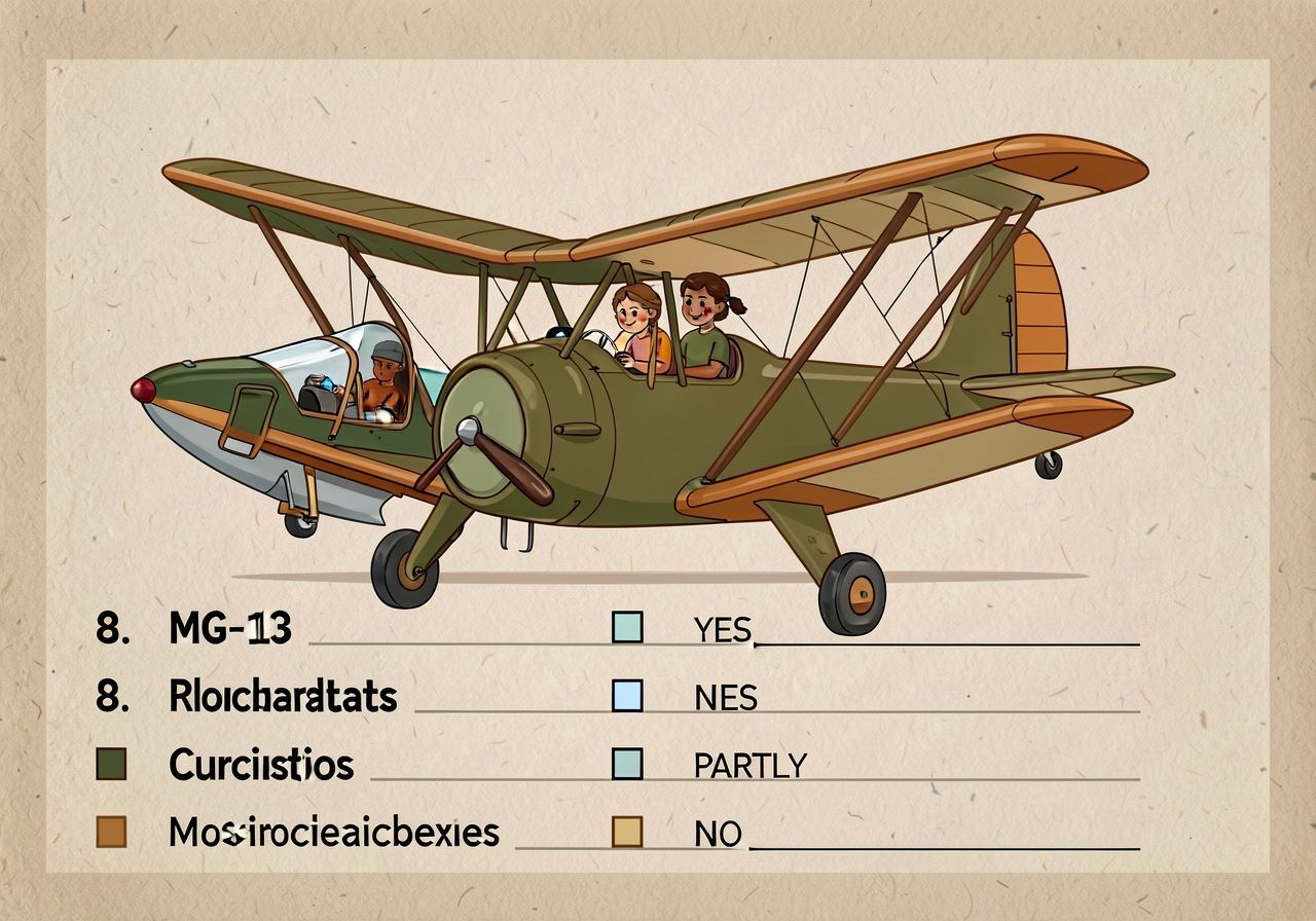 Reproduction of MG-13 at 11x17: 8 criteria in vertical list, each with YES/PARTLY/NO checkboxes and a notes line. Print-