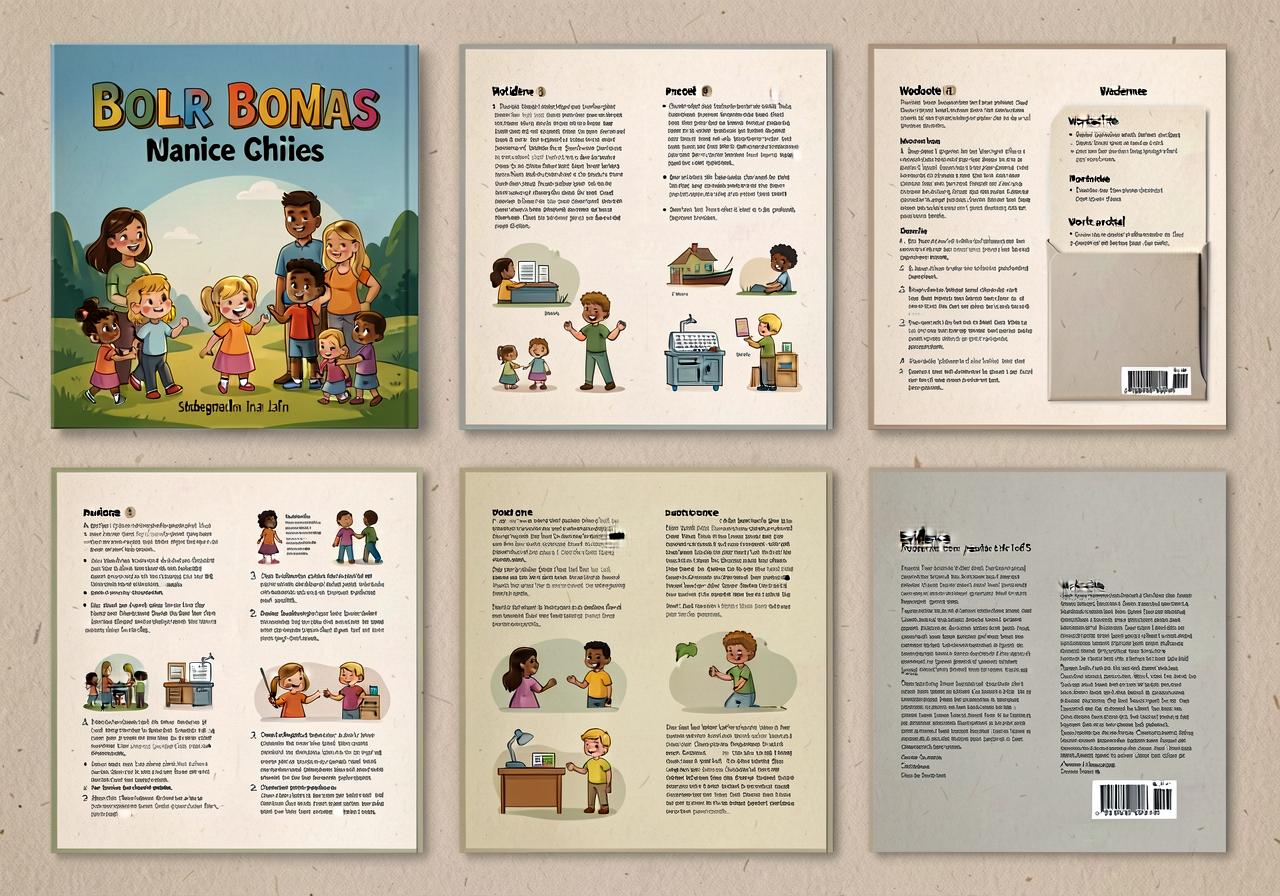 Reproduction of publication booklet template at 11x17 cover view: cover (title + author + illustration space), 5-7 inter