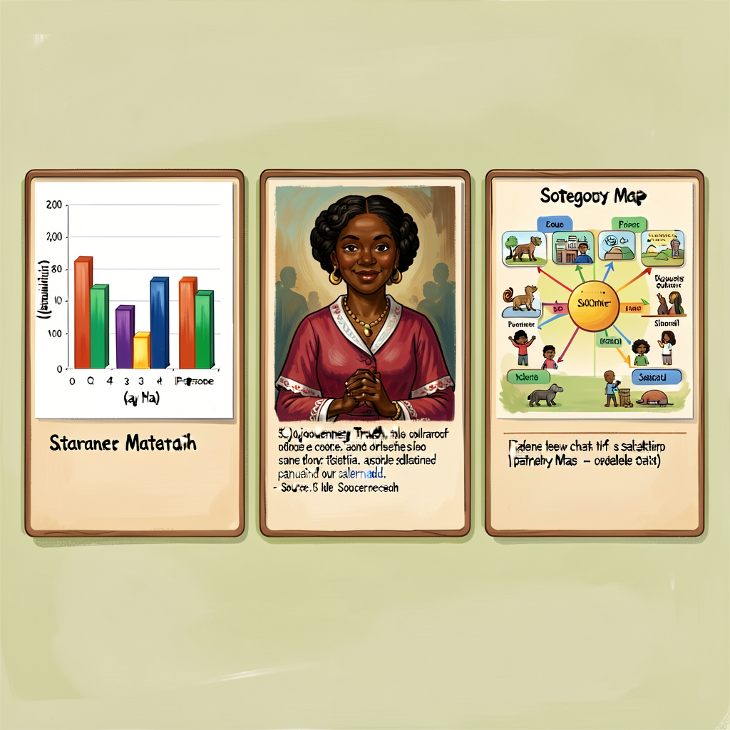Reference image showing 3 different evidence panel formats side-by-side: (a) bar chart on tamarin population, (b) photo 