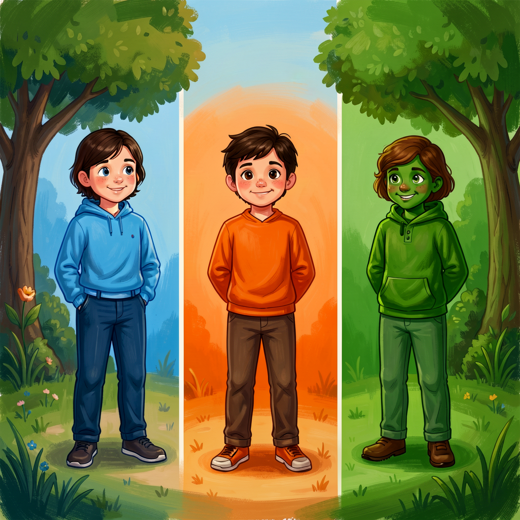 Reference image of 3 figurative sentences on the research topic — simile blue, metaphor orange, personification green. P