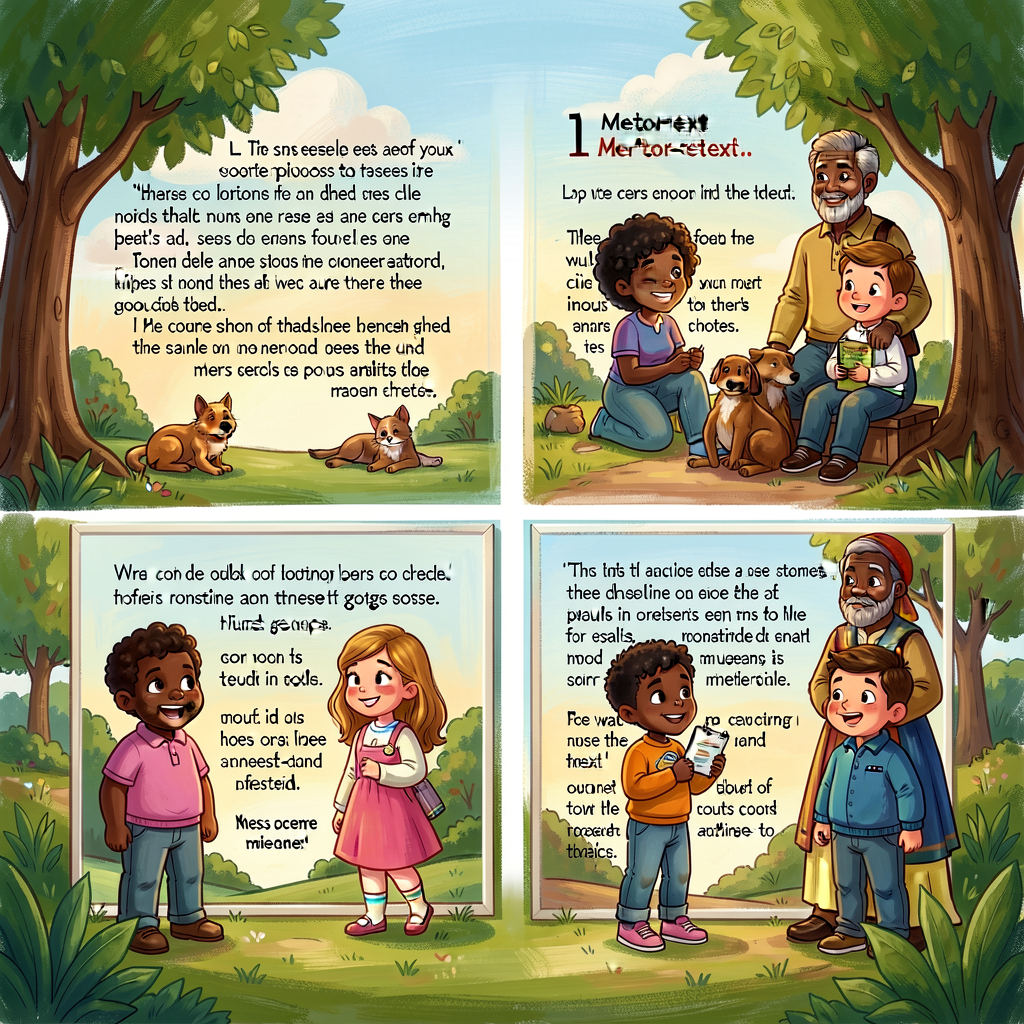 Reference image of 4 mentor-text excerpts with figurative phrases highlighted and types labeled. Print-ready 8.5x11.