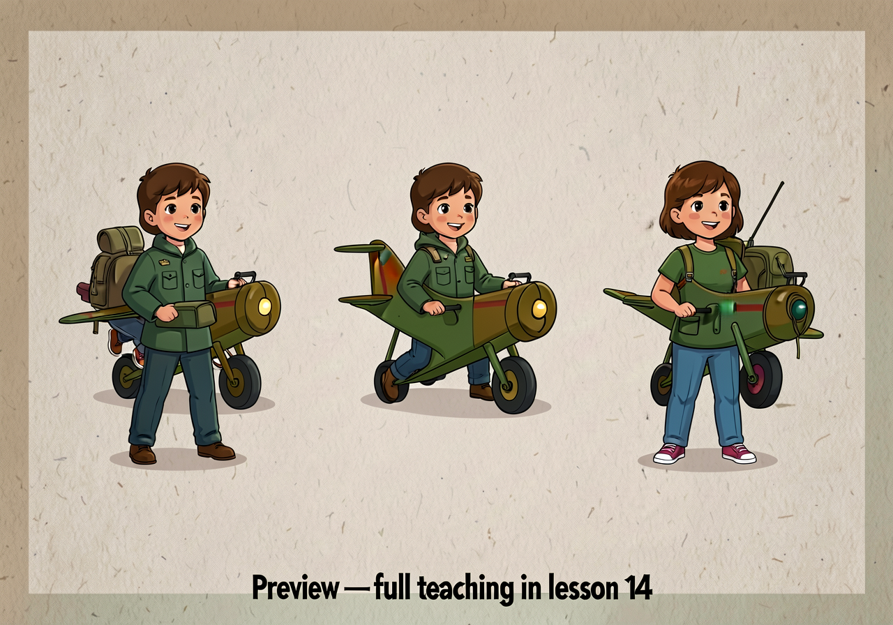 Reproduction of MG-19 at 11x17 with three moves side-by-side, worked example on a thesis sentence. 'Preview — full teach