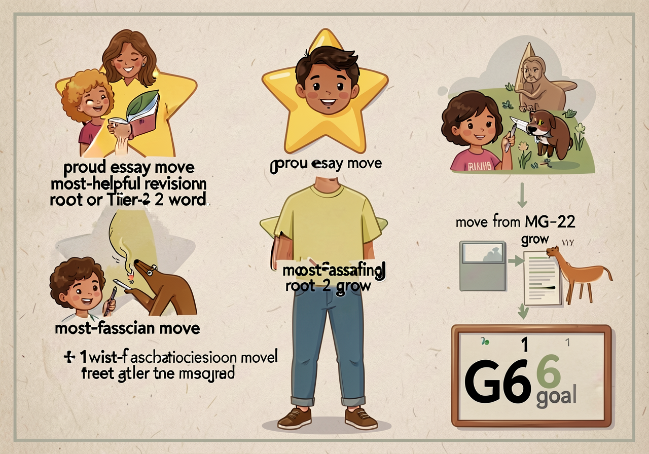 11x17 chart: 3 stars (proud essay move, most-helpful revision move, most-fascinating root or Tier-2 word) + 1 wish (move