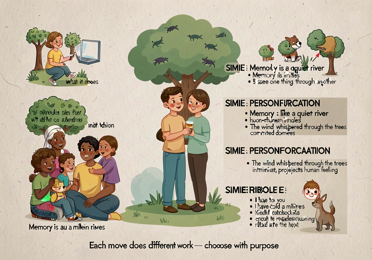 Figurative-language deep anchor (L.5.5.a deepened): 5 categories with worked examples and 'what it does' note. SIMILE — 