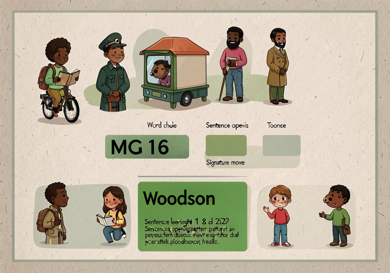 Reproduction of MG-6 at 11x17: 5-element card (word choice, sentence length, sentence opening pattern, tone words, signa
