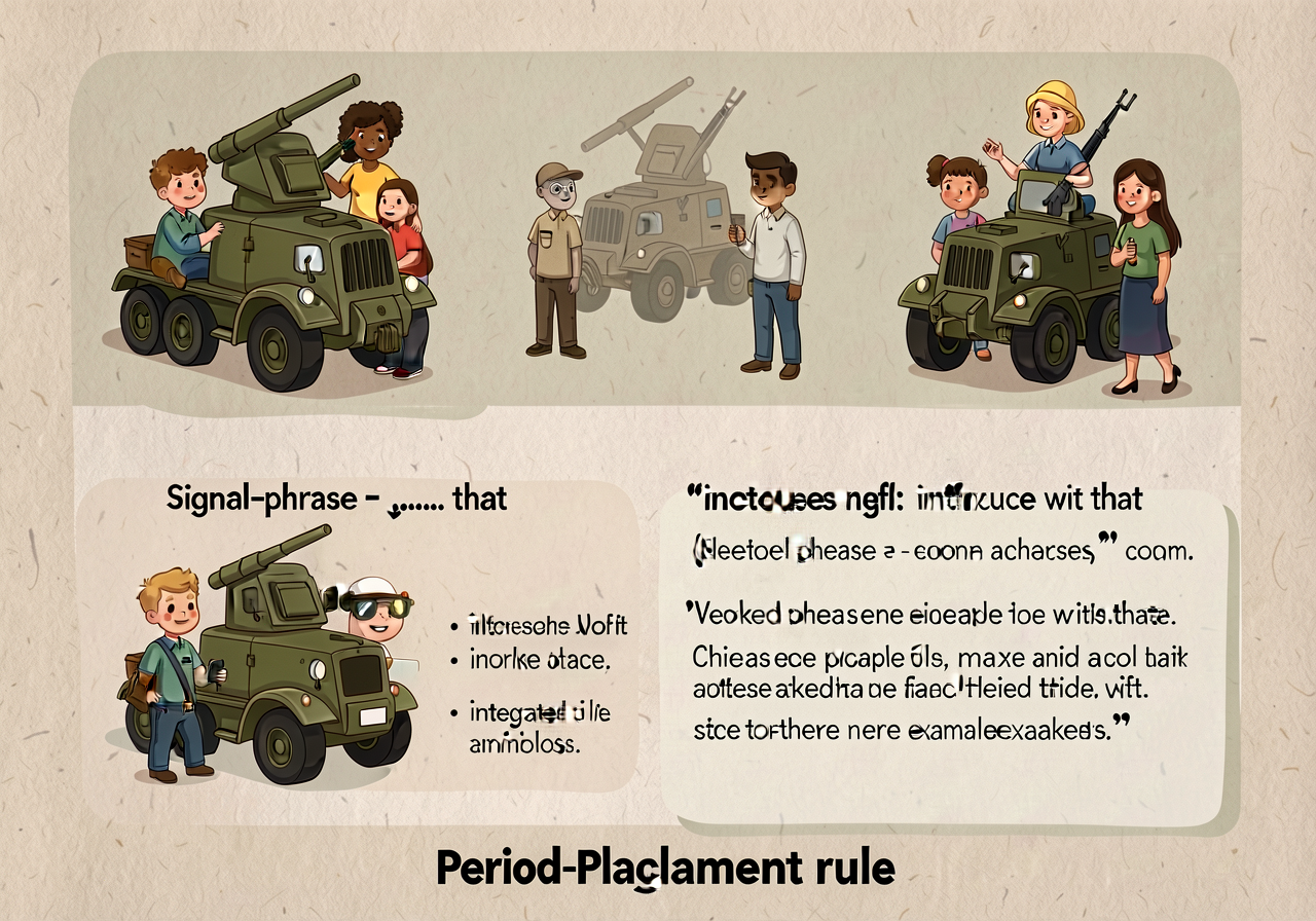 Reproduction of MG-5 at 11x17: 3 patterns (signal-phrase + comma; introduce with that; integrated quote) with worked exa