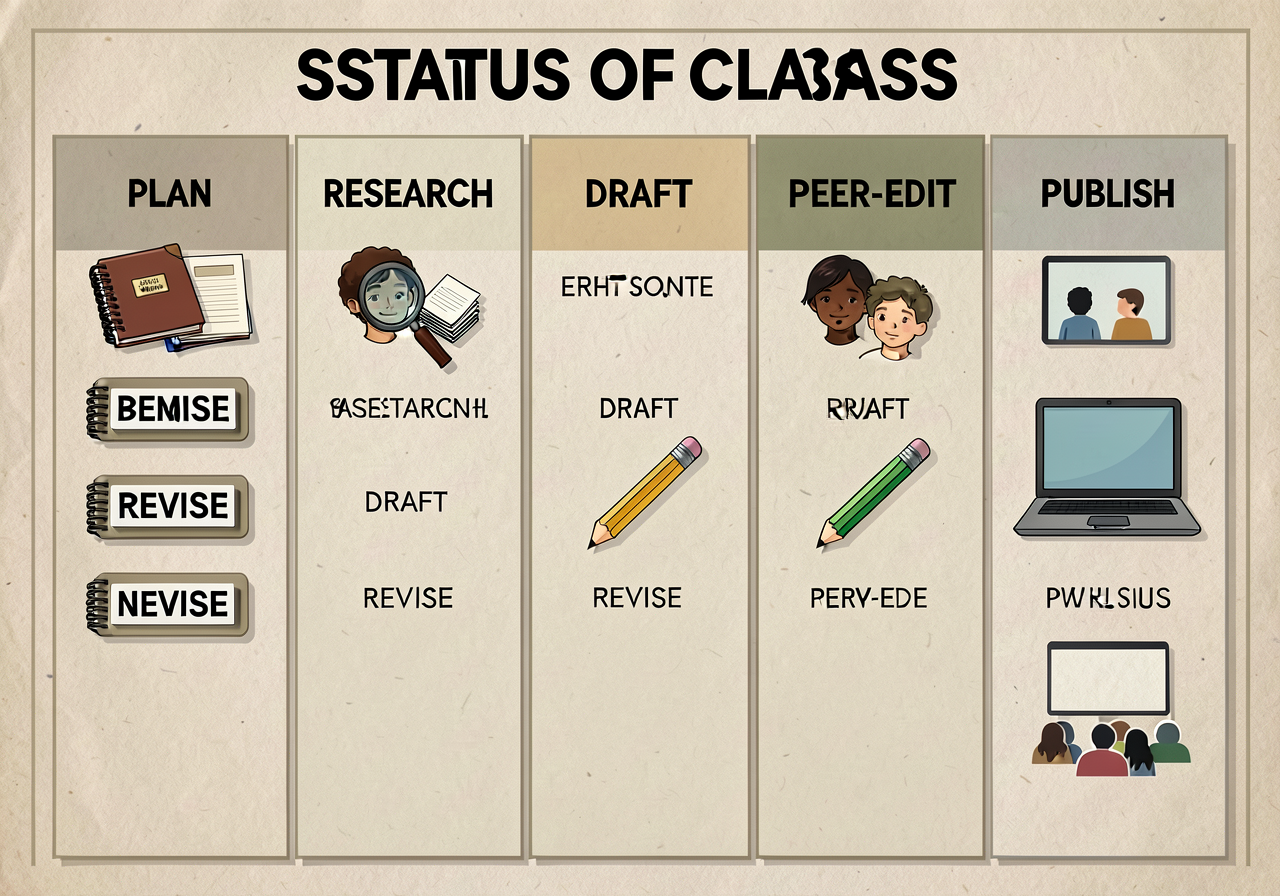 Status-of-class fall chart (6 stages — argument workshop): PLAN | RESEARCH | DRAFT | REVISE | PEER-EDIT | PUBLISH. Each 
