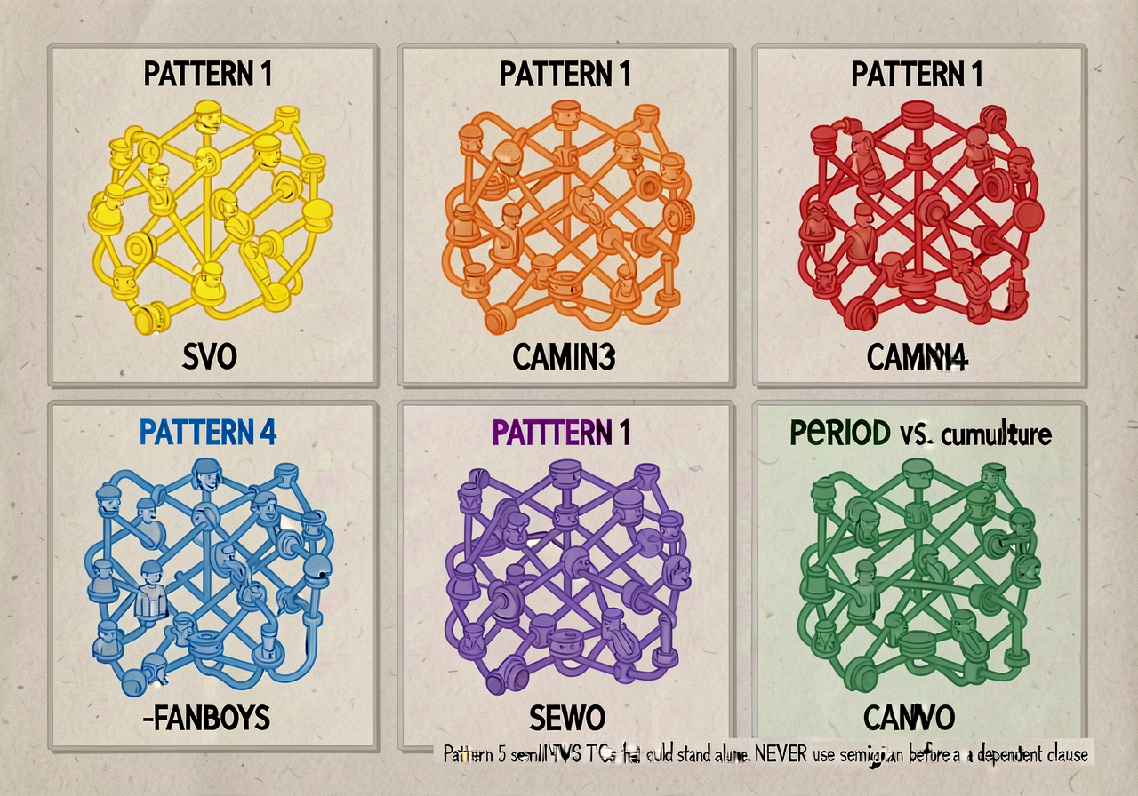 MG-12 enlarged to 18x24. 6 cells in a 2x3 grid, each showing one pattern with worked example: PATTERN 1 SVO (yellow); PA